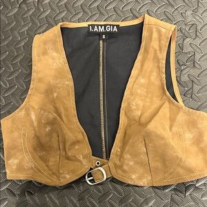 I.AM.GIA Camel Faux Leather Vest